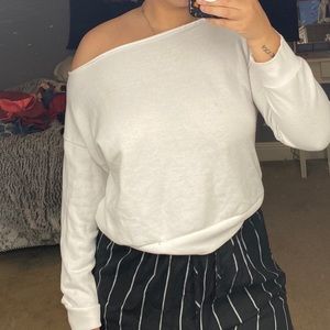 White off the shoulder tee